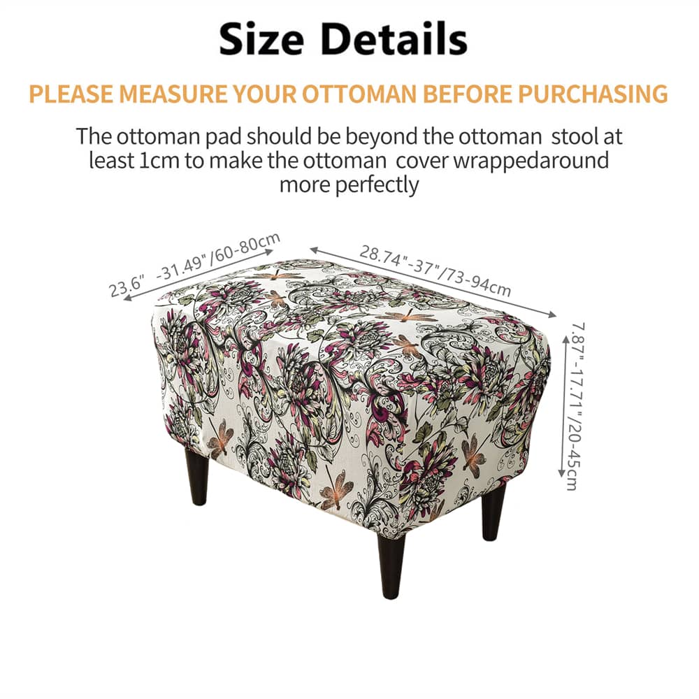 Stretch Ottoman Slipcovers Printed Box Cushion Decro-friendly Color Footstool Sofa Slipcover Crfatop %sku%