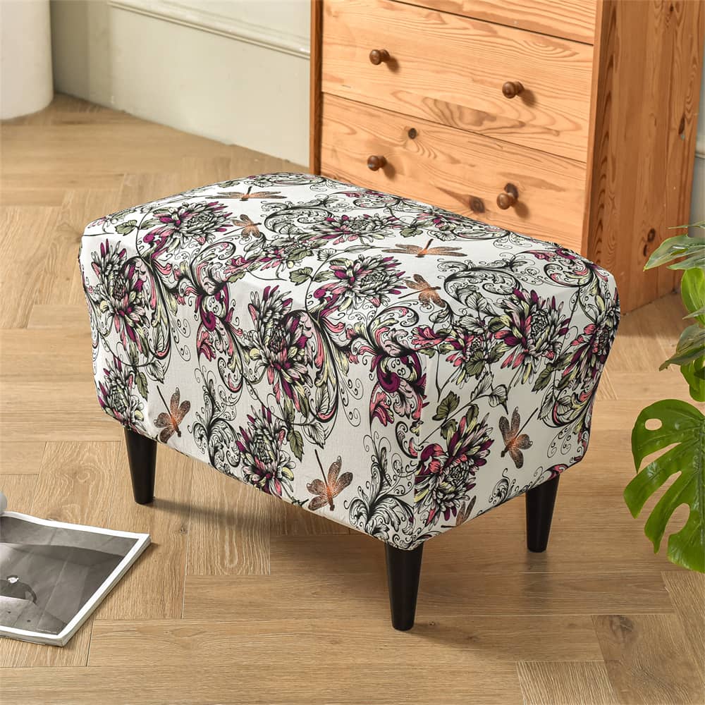 Stretch Ottoman Slipcovers Printed Box Cushion Decro-friendly Color Footstool Sofa Slipcover Crfatop %sku%