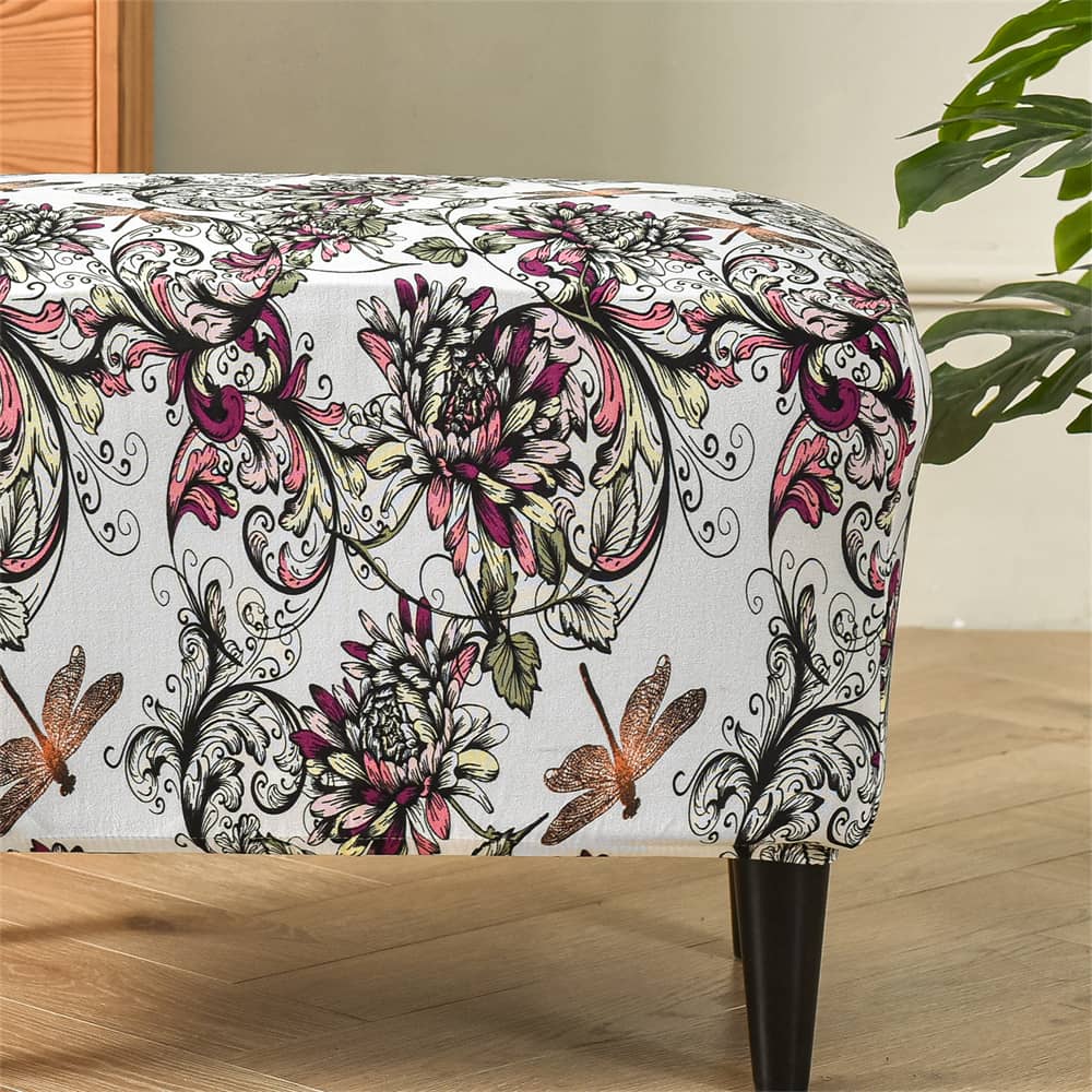 Stretch Ottoman Slipcovers Printed Box Cushion Decro-friendly Color Footstool Sofa Slipcover Crfatop %sku%