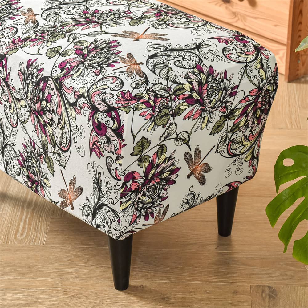 Stretch Ottoman Slipcovers Printed Box Cushion Decro-friendly Color Footstool Sofa Slipcover Crfatop %sku%