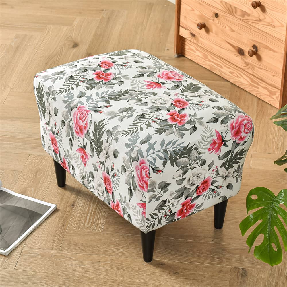 Stretch Ottoman Slipcovers Printed Box Cushion Decro-friendly Color Footstool Sofa Slipcover Crfatop %sku%