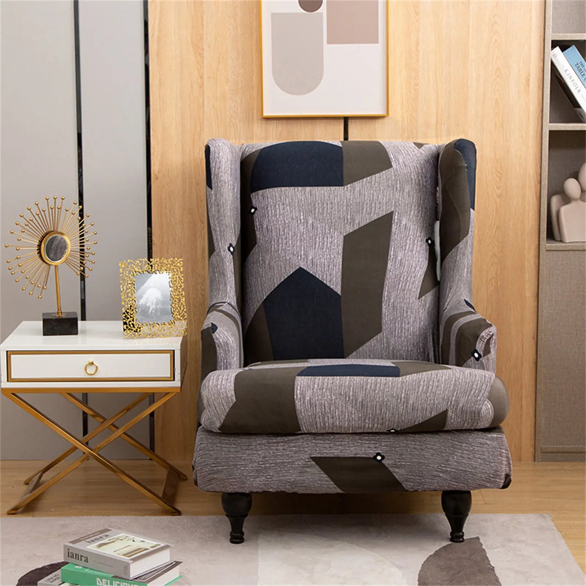 Oversized Grid Sofa Cover Modern Decorative Wingback Cover Furniture Protector Top Level Crfatop %sku%