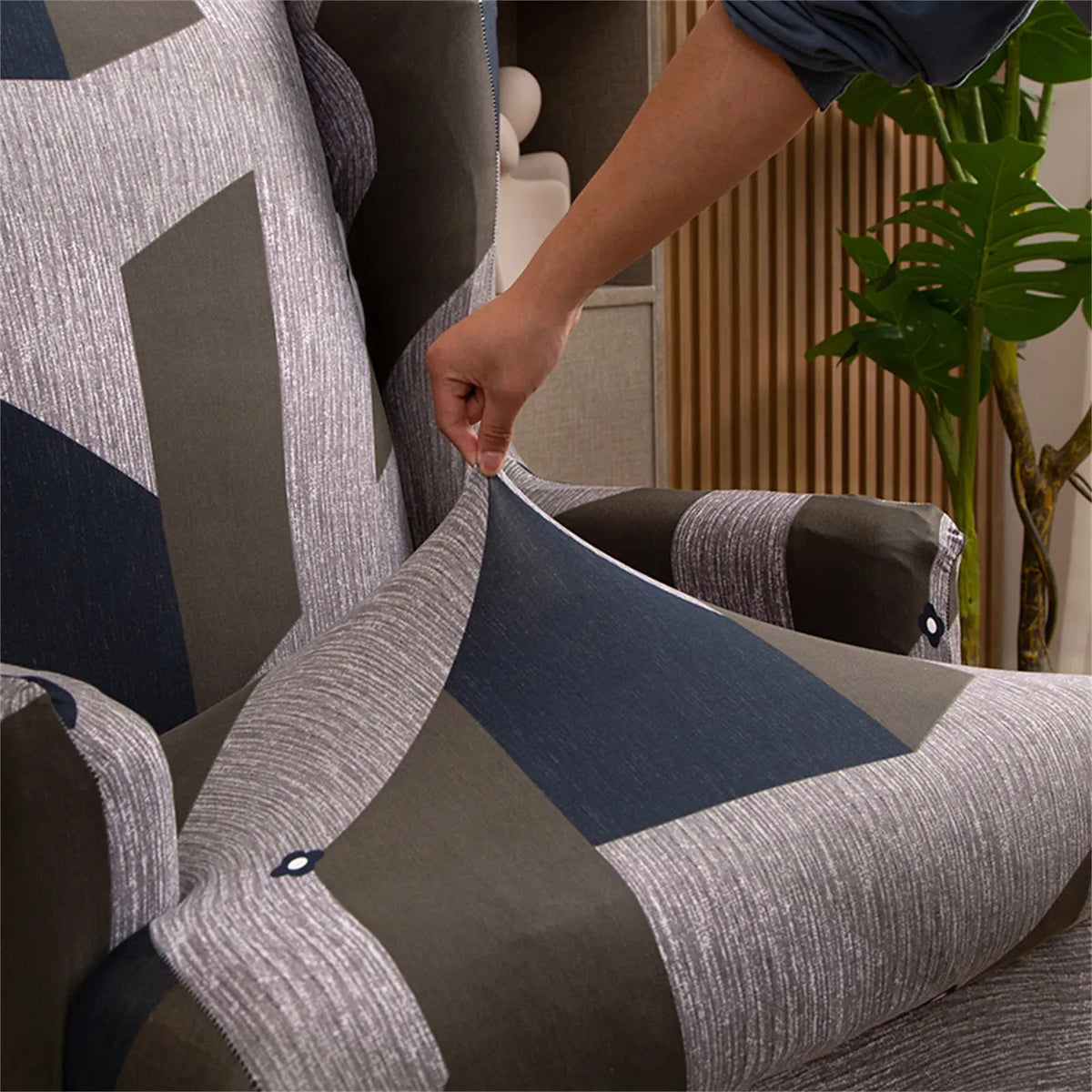 Oversized Grid Sofa Cover Modern Decorative Wingback Cover Furniture Protector Top Level Crfatop %sku%