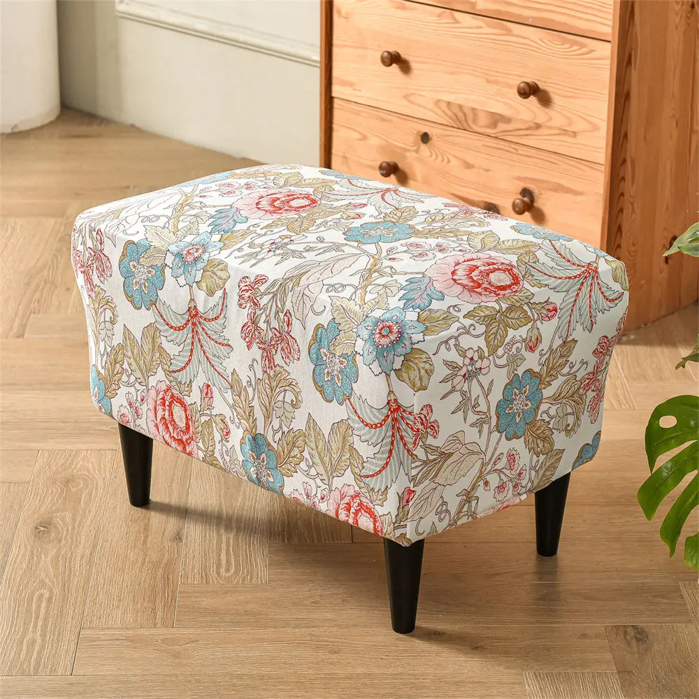 Oversized Ottoman Slipcovers Removable Elastic Rectangle Footstool Protector Top Level Crfatop %sku%