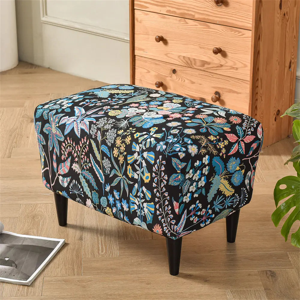 Oversized Ottoman Slipcovers Removable Elastic Rectangle Footstool Protector Top Level Crfatop %sku%
