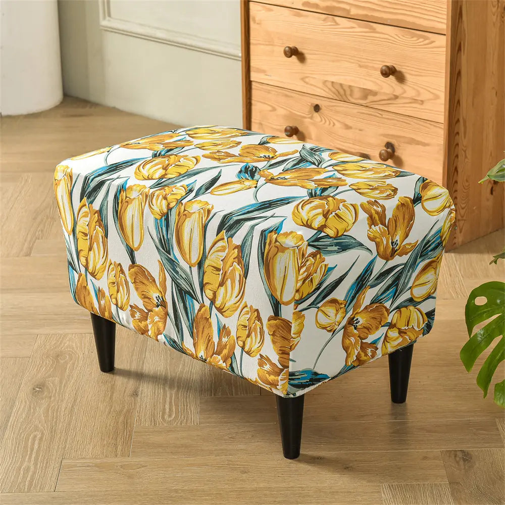 Oversized Ottoman Slipcovers Removable Elastic Rectangle Footstool Protector Top Level Crfatop %sku%