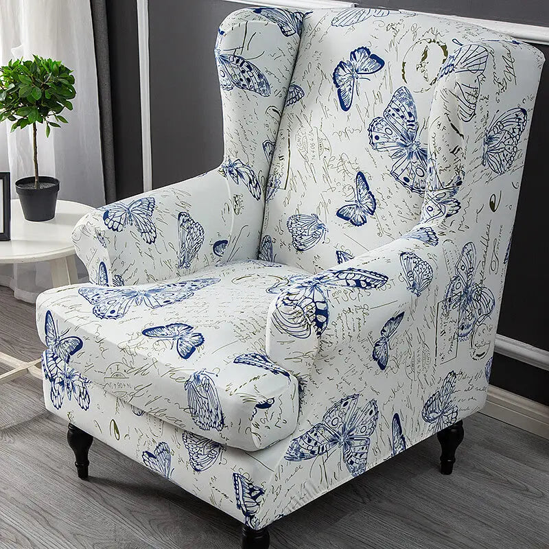 Printed wingback chair sales