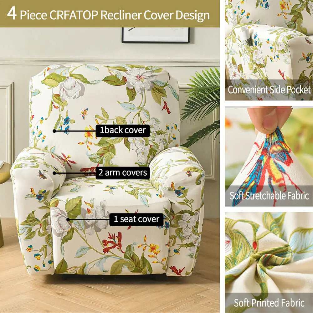 Patterned Recliner Chair Covers Sofaprint  4-piece Lazy Boy Slipcover Crfatop %sku%