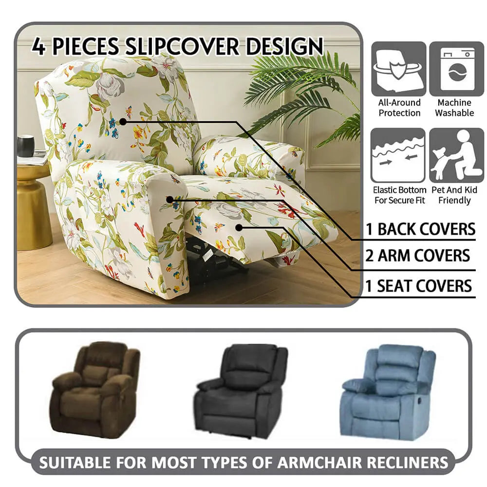 Patterned Recliner Chair Covers Sofaprint  4-piece Lazy Boy Slipcover Crfatop %sku%