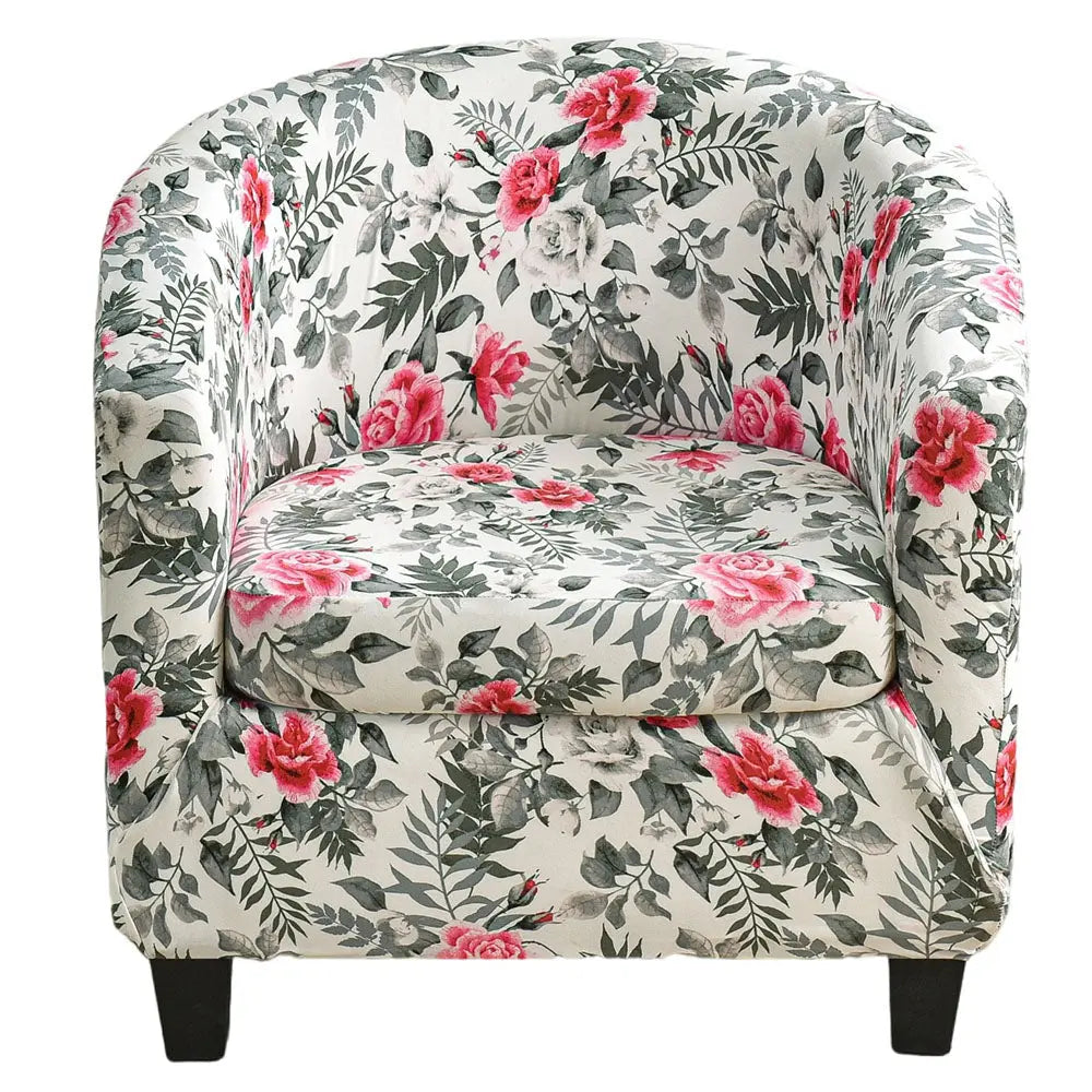 Pretty Floral Printing Club Armchair Cover Washable Waterproof Furniture Protector Slipcovers Crfatop %sku%