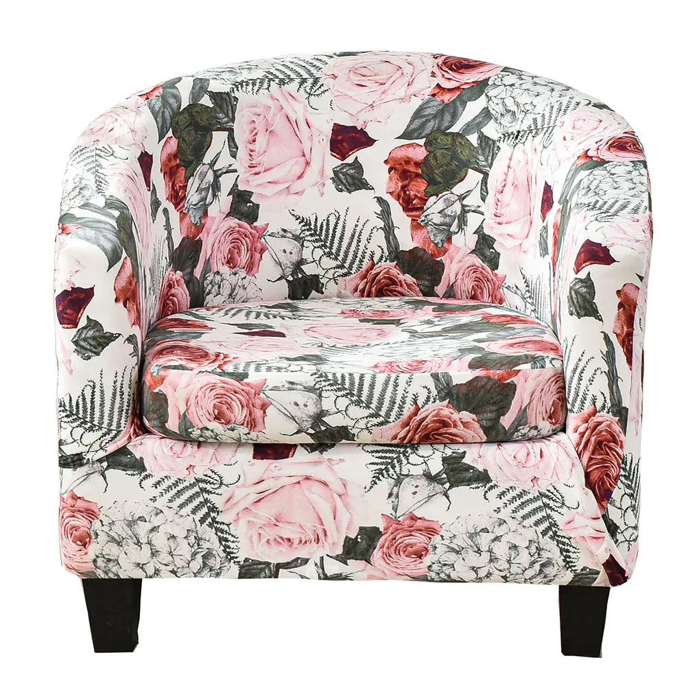 Pretty Floral Printing Club Armchair Cover Washable Waterproof Furniture Protector Slipcovers Crfatop %sku%