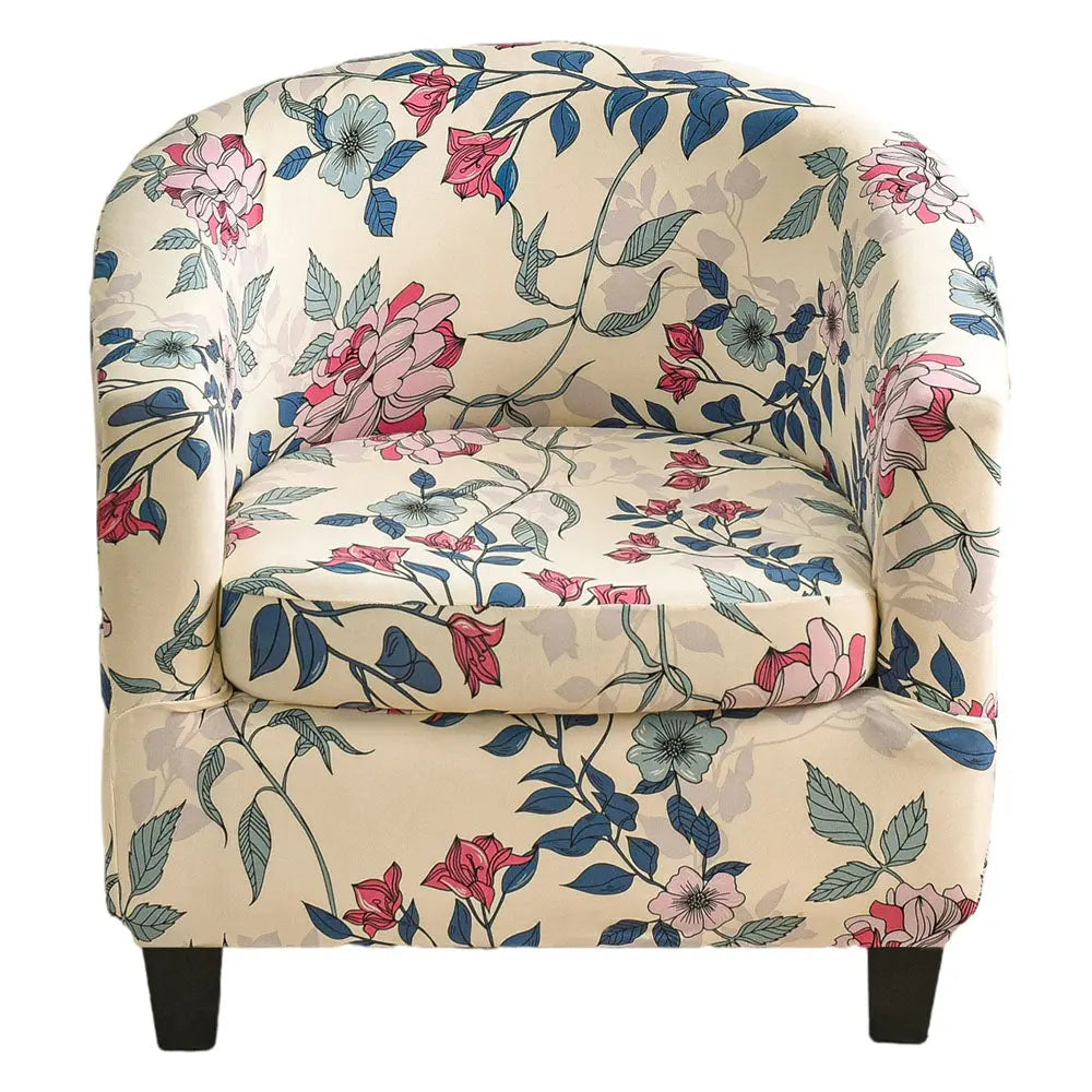 Pretty Floral Printing Club Armchair Cover Washable Waterproof Furniture Protector Slipcovers Crfatop %sku%