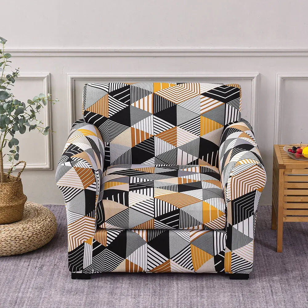 Printed 1 Seater Sofa Cover Stretch Armchair Seat Slipcover Crfatop %sku%