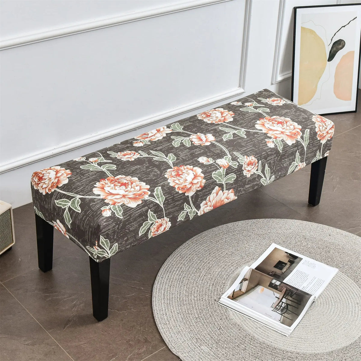 Printed Dining Bench Cover Seat Cushion Slipcovers Stretch Upholstered Bench Slipcover Eco-Ancheng %sku%