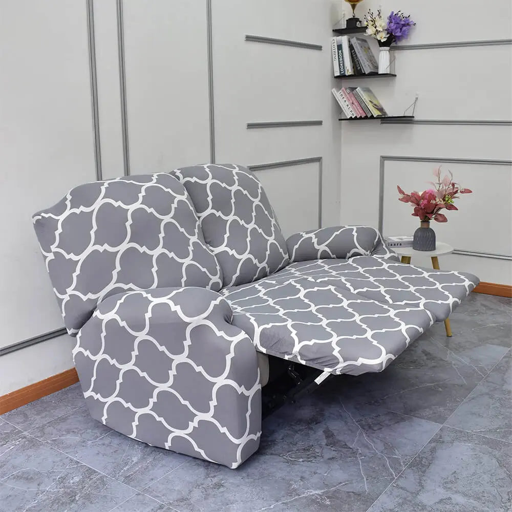 Crfatop Printed Recliner Loveseat Slipcover 2 Seat Recliner Sofa Covers (6 Pcs)