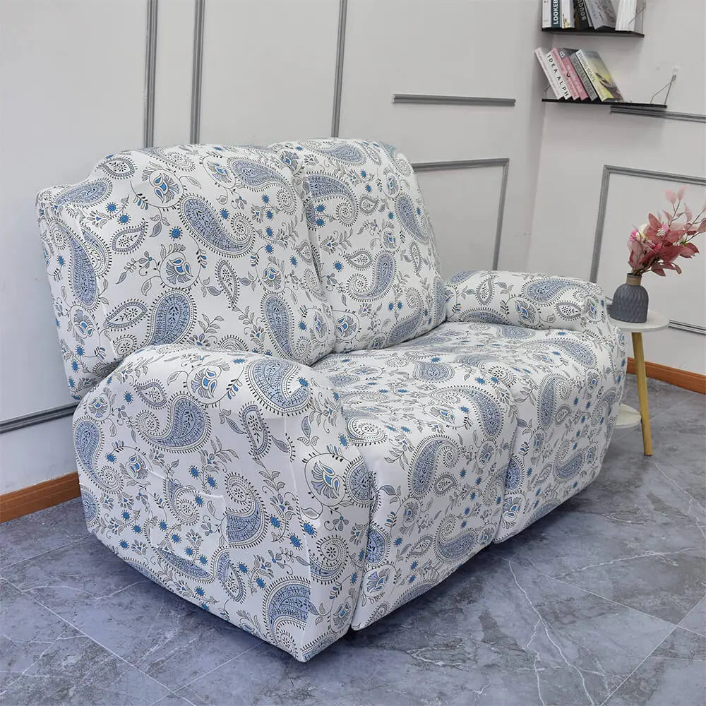 Crfatop Printed Recliner Loveseat Slipcover 2 Seat Recliner Sofa Covers (6 Pcs)