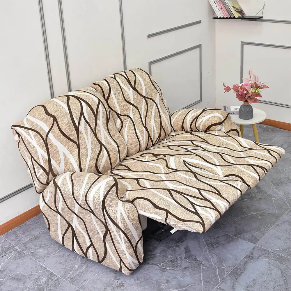 Crfatop Printed Recliner Loveseat Slipcover 2 Seat Recliner Sofa Covers (6 Pcs)