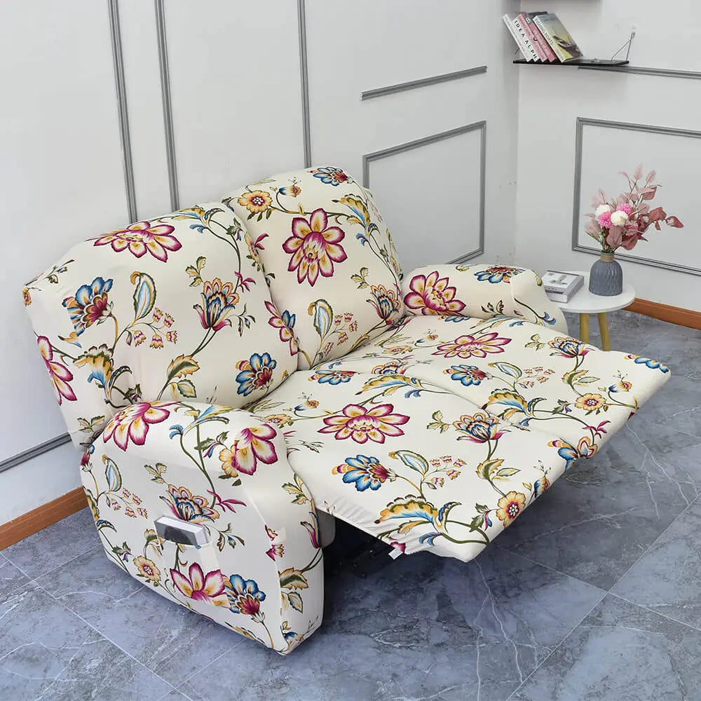 Crfatop Printed Recliner Loveseat Slipcover 2 Seat Recliner Sofa Covers (6 Pcs)