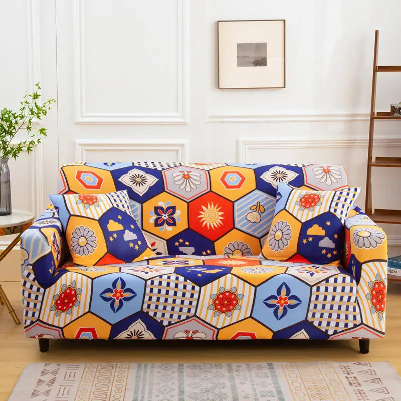 Printed Sofa Covers Strethy Ethnic Style Couch Slipcover One Piece Furniture Protector Crfatop %sku%
