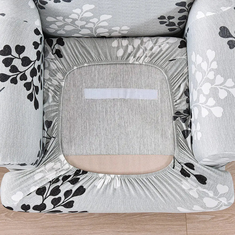 Printed Wing Chair Slipcovers Grey T-cushion Armchair Cover Crfatop %sku%