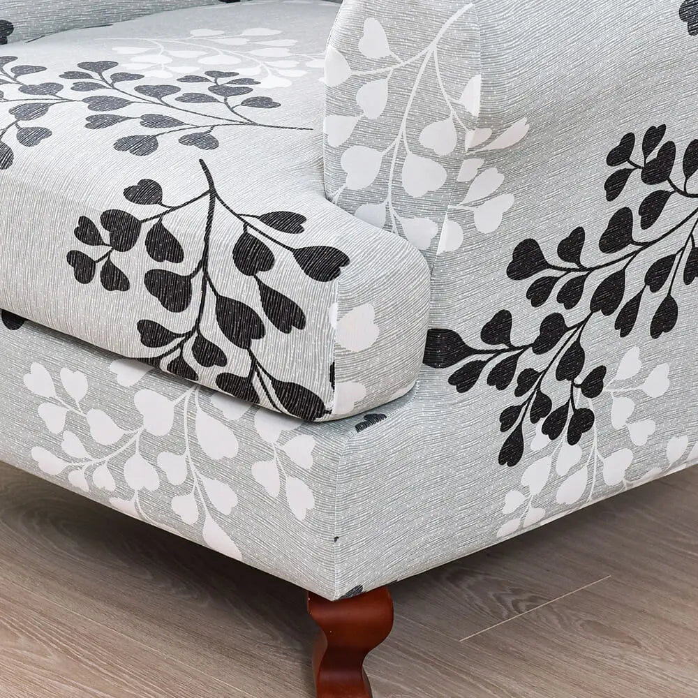 Printed Wing Chair Slipcovers Grey T-cushion Armchair Cover Crfatop %sku%