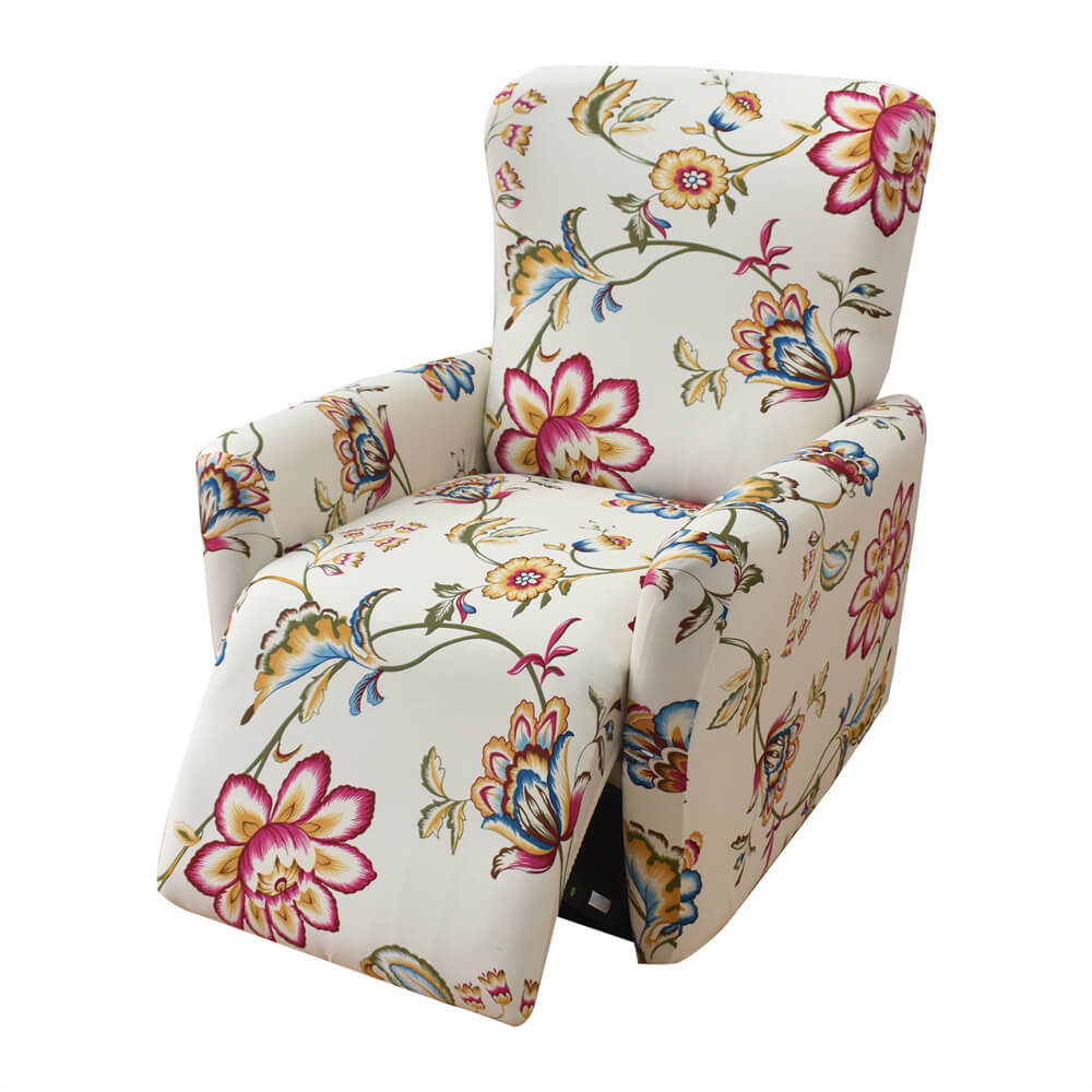 4 Pieces Floral Prints Seat Recliner Sofa Cover Stretchable Couch Slipcover for Kids Pet Crfatop %sku%