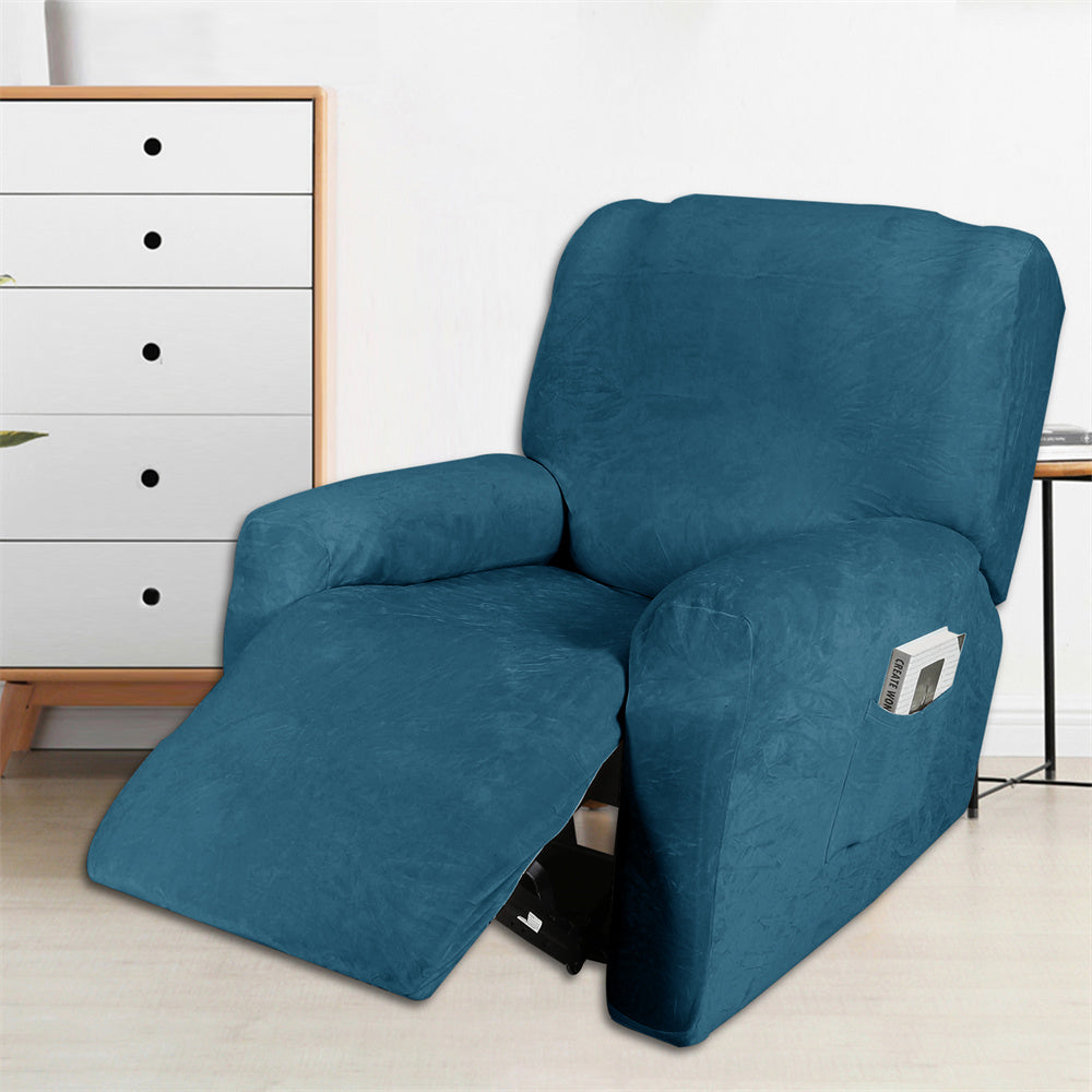 Velvet Recliner Slipcover Soft Durable 1 Seater Lazy Boy Chair Cover with Side Pocket Crfatop %sku%