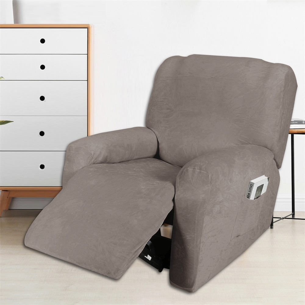 Velvet Recliner Slipcover Soft Durable 1 Seater Lazy Boy Chair Cover with Side Pocket Crfatop %sku%