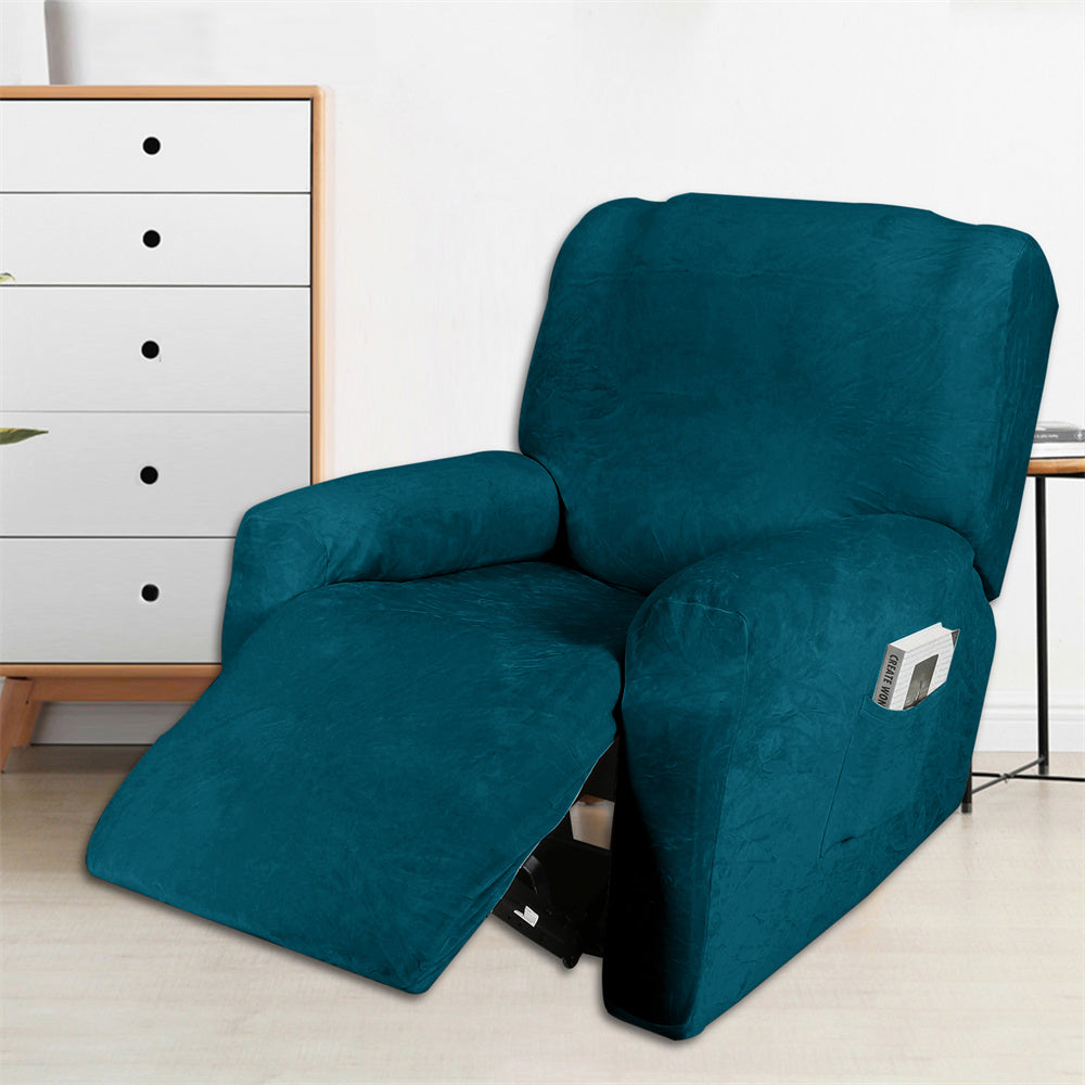 Velvet Recliner Slipcover Soft Durable 1 Seater Lazy Boy Chair Cover with Side Pocket Crfatop %sku%