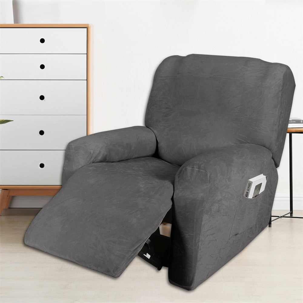 Velvet Recliner Slipcover Soft Durable 1 Seater Lazy Boy Chair Cover with Side Pocket Crfatop %sku%