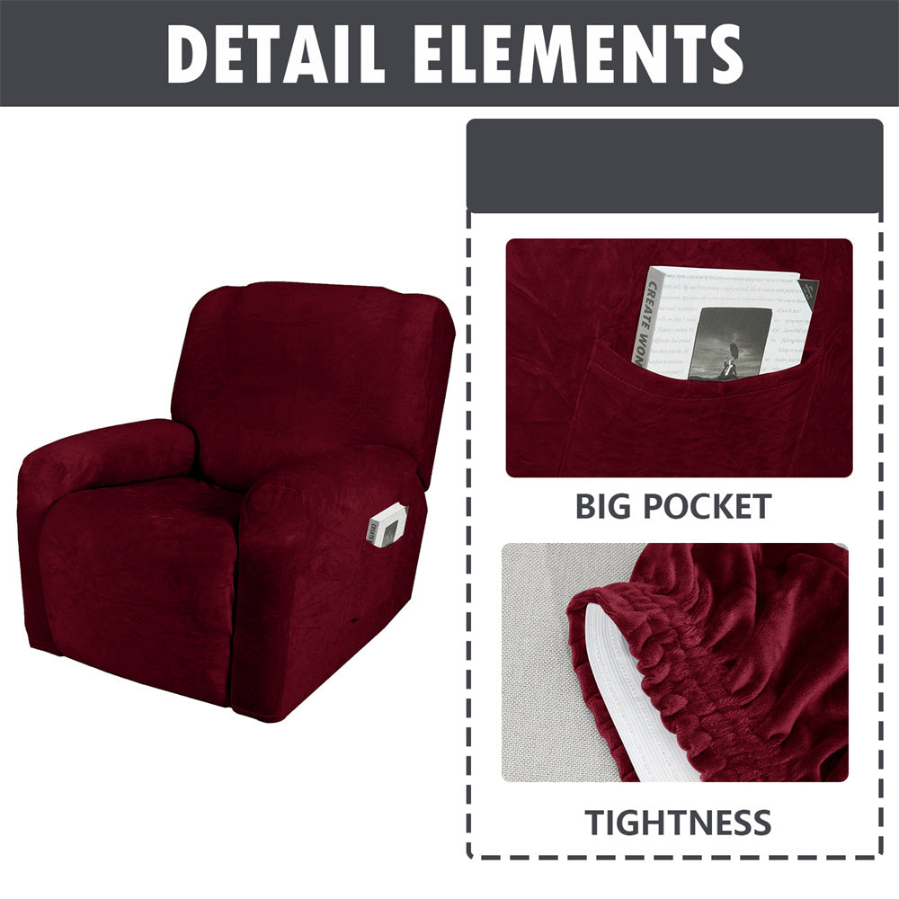 Velvet Recliner Slipcover Soft Durable 1 Seater Lazy Boy Chair Cover with Side Pocket Crfatop %sku%