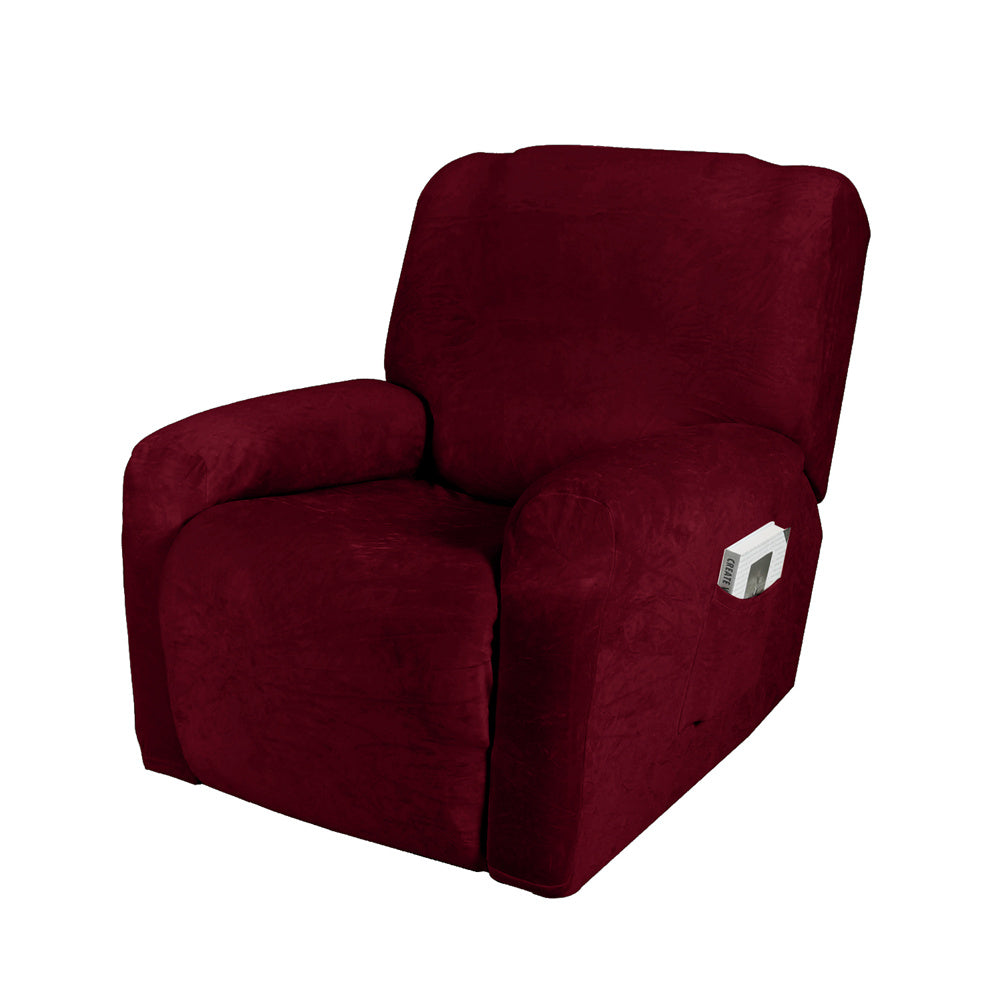 Velvet Recliner Slipcover Soft Durable 1 Seater Lazy Boy Chair Cover with Side Pocket Crfatop %sku%
