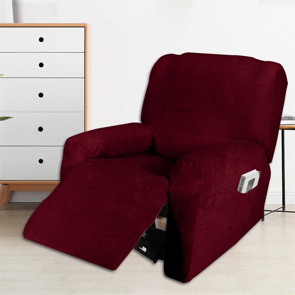 Velvet Recliner Slipcover Soft Durable 1 Seater Lazy Boy Chair Cover with Side Pocket Crfatop %sku%