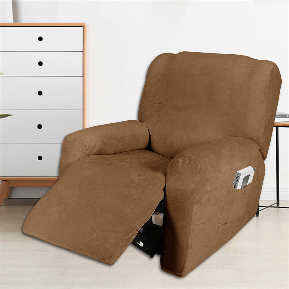 Velvet Recliner Slipcover Soft Durable 1 Seater Lazy Boy Chair Cover with Side Pocket Crfatop %sku%