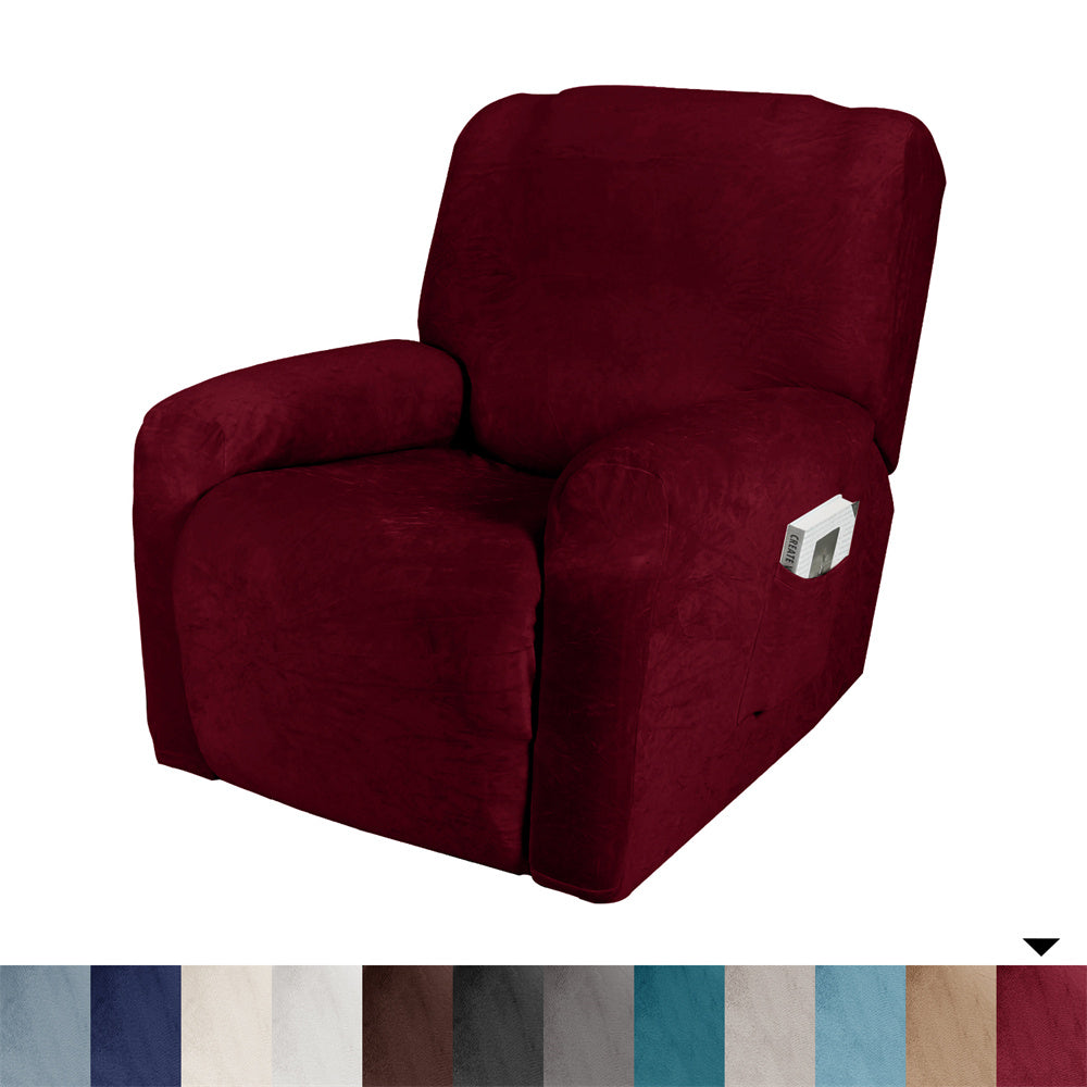 Velvet Recliner Slipcover Soft Durable 1 Seater Lazy Boy Chair Cover with Side Pocket Crfatop %sku%