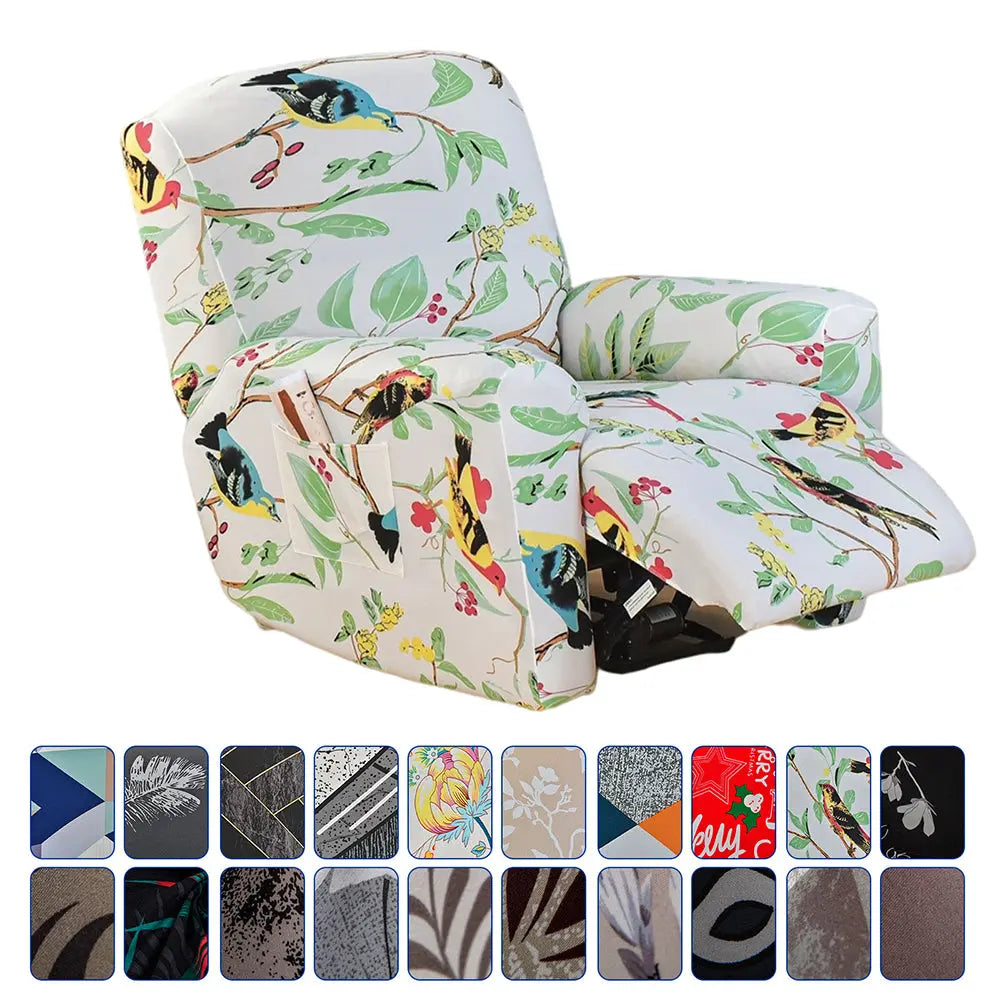 Recliner Arm Covers 4 Pieces Floral Printed Box Cushion Couch Cover for Reclining couch Crfatop %sku%