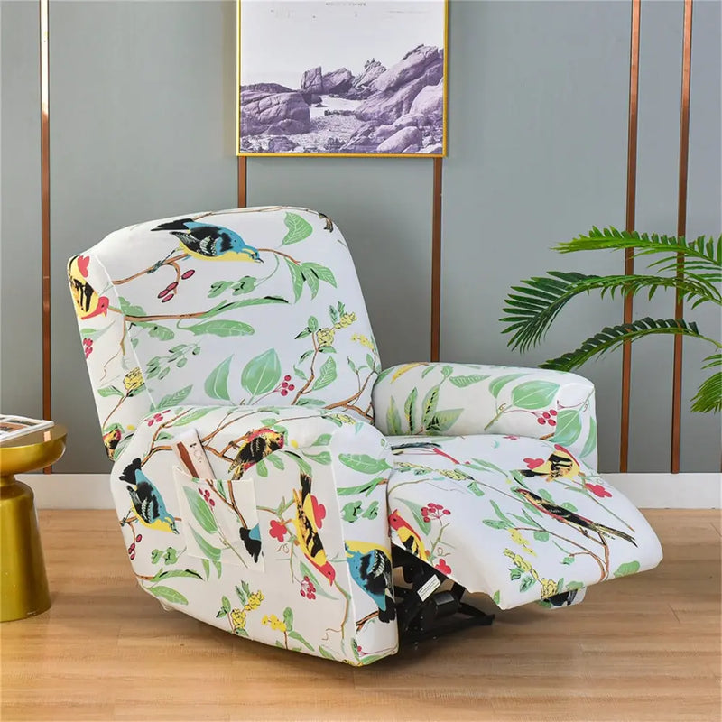 Recliner Arm Covers 4 Pieces Floral Printed Box Cushion Couch Cover for Reclining couch Crfatop %sku%