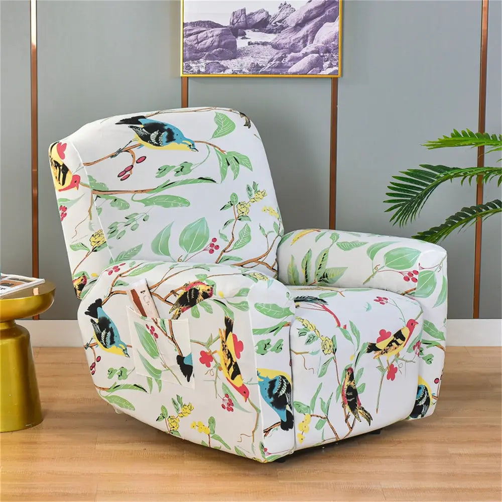 Recliner Arm Covers 4 Pieces Floral Printed Box Cushion Couch Cover for Reclining couch Crfatop %sku%