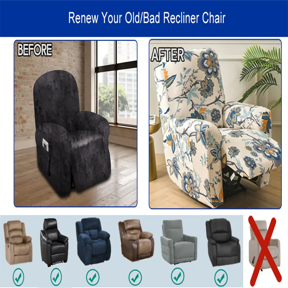 Recliner Slipcover 4 Pieces Stretch Lazy Boy Recliner Sofa Cover Crfatop %sku%