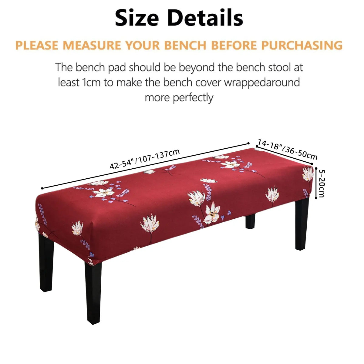 Red Bench Cover Stretch Bench Cover for Dining Room Piano Chair Seat Protector Cover Eco-Ancheng %sku%