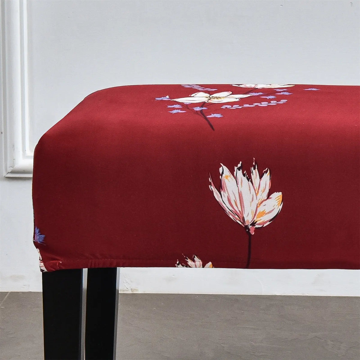 Red Bench Cover Stretch Bench Cover for Dining Room Piano Chair Seat Protector Cover Eco-Ancheng %sku%