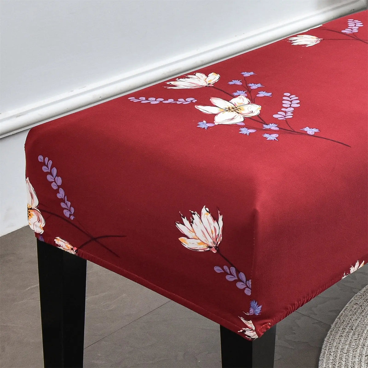 Red Bench Cover Stretch Bench Cover for Dining Room Piano Chair Seat Protector Cover Eco-Ancheng %sku%