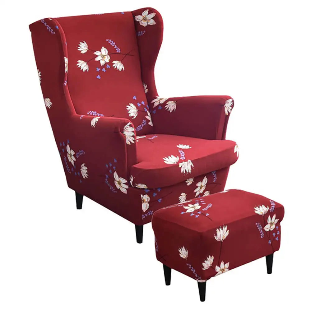 Retro Floral Slipcover for Wing Chair & Ottoman Crfatop %sku%