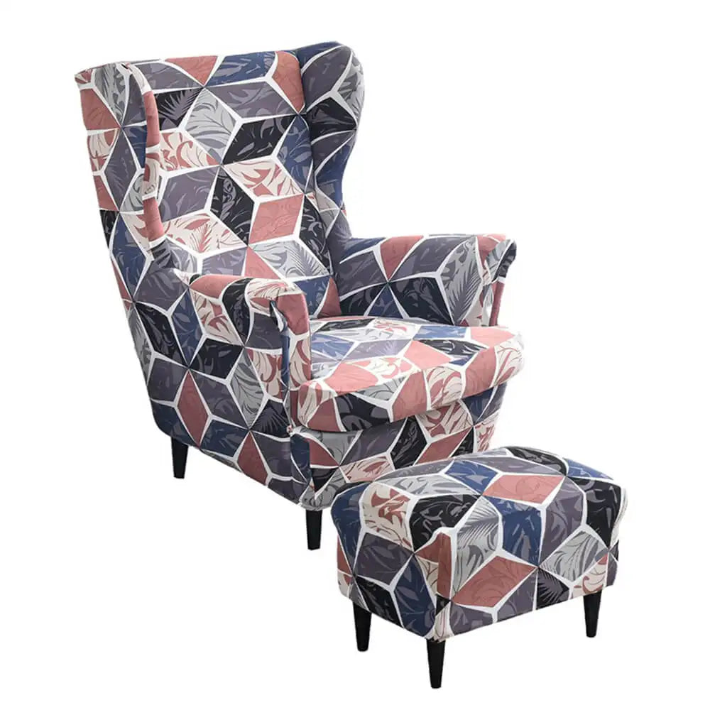 Retro Floral Slipcover for Wing Chair & Ottoman Crfatop %sku%