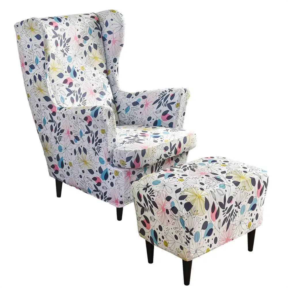 Retro Floral Slipcover for Wing Chair & Ottoman Crfatop %sku%