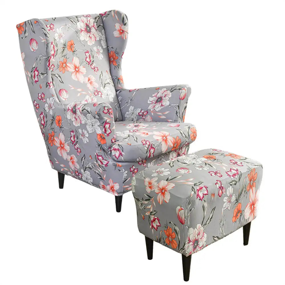 Retro Floral Slipcover for Wing Chair & Ottoman Crfatop %sku%