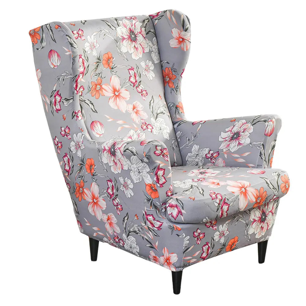 Retro Floral Wingback Chair Cover Stretch 1 Set of 2 Pieces ArmChair Slipcover Crfatop %sku%