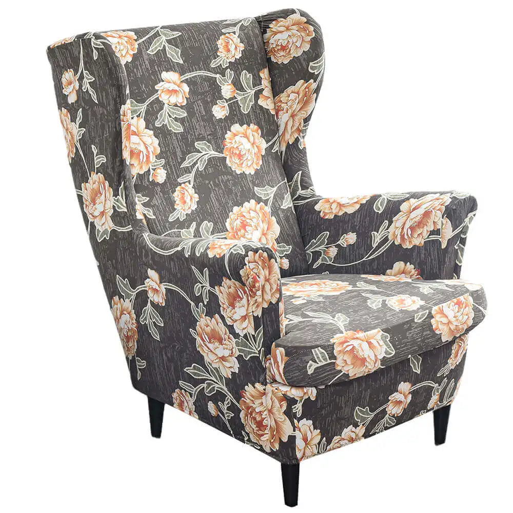 Retro Floral Wingback Chair Slipcover Stretch 1 Set of 2 Arm Chair Slipcover Crfatop %sku%