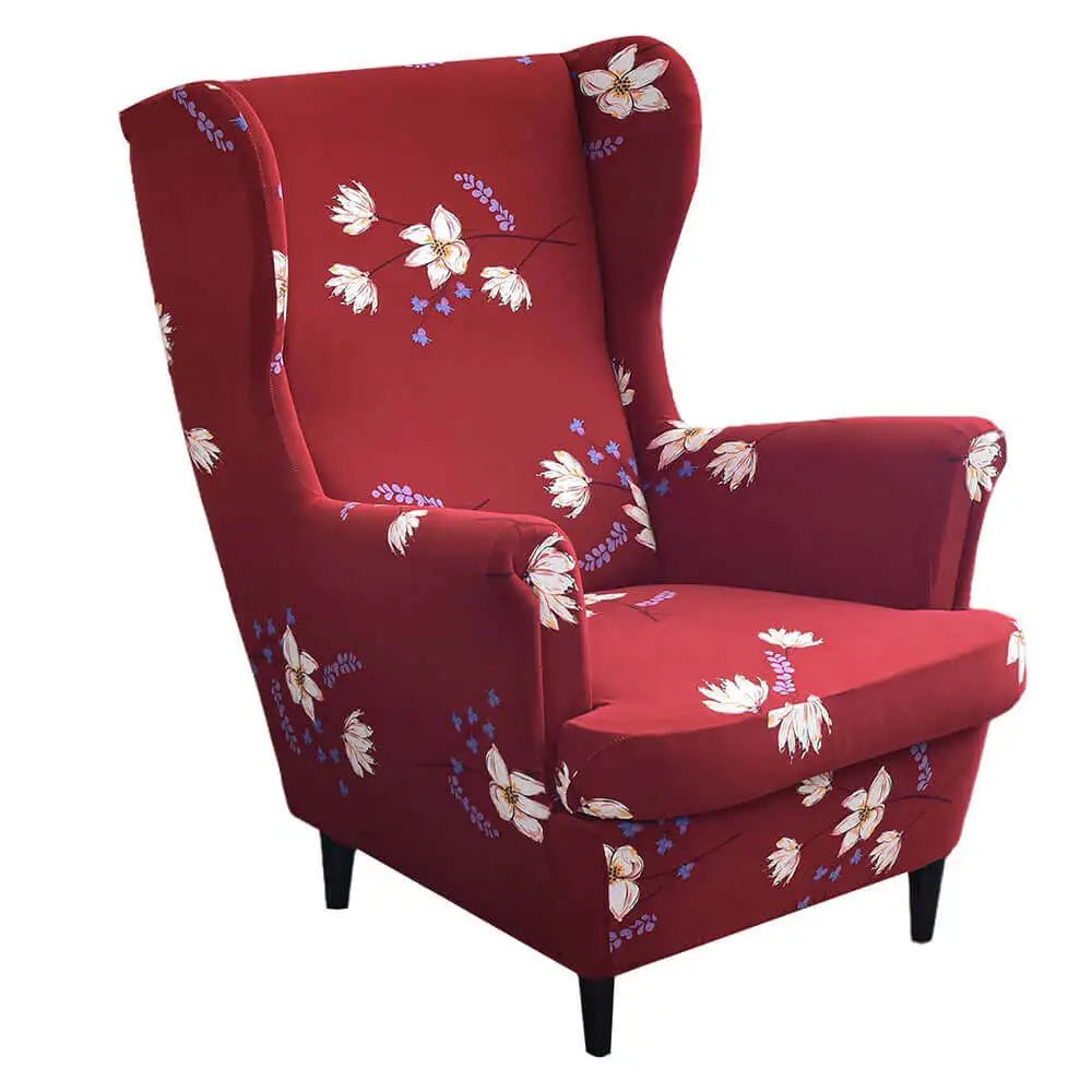 Retro Floral Wingback Chair Slipcover Stretch 1 Set of 2 Arm Chair Slipcover Crfatop %sku%