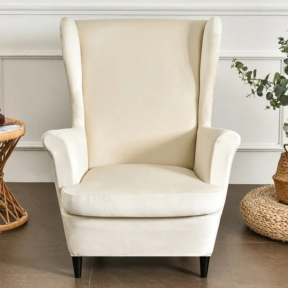 Velvet wingback shop chair slipcover